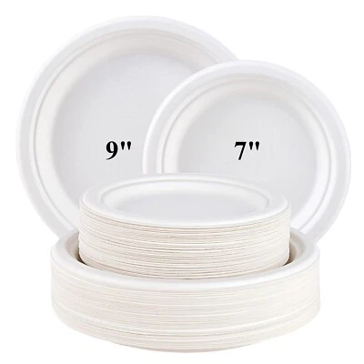 Placas de papel descartáveis compostáveis 100% bagaço placa biodegradável natural 7"9" - Imagem 1 de 4