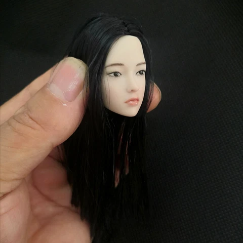 1/6 Little Girl Head Carving Black Hair Loli Head Sculpt 12'' Phicen Female Head Cover