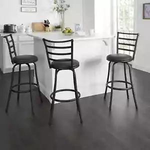 Set De 3 Taburetes Bar Con Respaldo Bancos Para Barra Cocina Modernos Sillas 24" - Picture 1 of 10