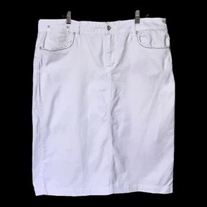 Falda COULTON Denim Elástica Lápiz Estilo Jean 5 Pkt Blanco Estrás Talla Grande 18 - Imagen 1 de 14