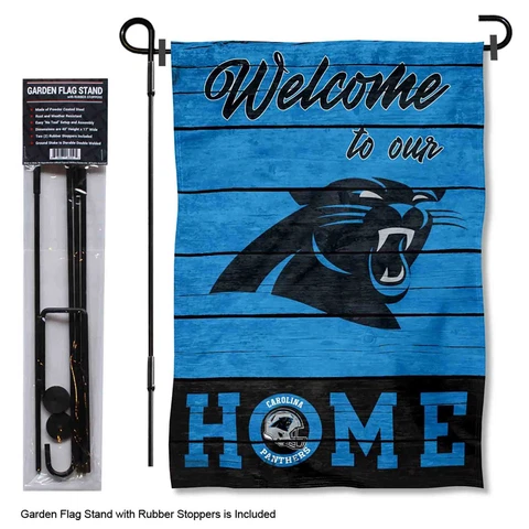 Carolina Panthers Welcome To Our Home Garden Flag and Yard Stand Included Cover