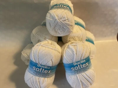 Lot of 8 Bucilla Softex 4 Ply Knitting Worsted Weight Yarn 3.5oz skeins 01 White - Image 1 of 2