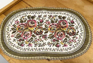 Amrose Art Linens Oval Vtg Doily Mat Rose Made Belgium 12 x 18” Granny Core - Picture 1 of 9