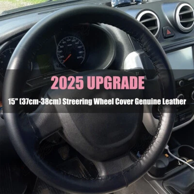 Cubierta de volante de cuero genuino para GMC Sierra 1500 2500 HD 3500 2001-2006 Foto 1 de 4