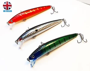 3x Set Minnow Fishing Lure Hard Artificial Bait 3D Eyes 10cm 8G Bass Pike Vobler - Picture 1 of 6
