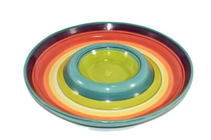 TAVOLO GALLERIA LOS COLORIS PIATTO CHIP & DIP 13" DIPINTO A MANO - Foto 1 di 7