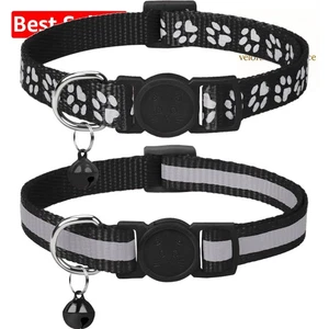 Reflektierendes Katzenhalsband Nylon Schwarz 19-32cm mit Sicherheitsverschluss - Bild 1 von 2