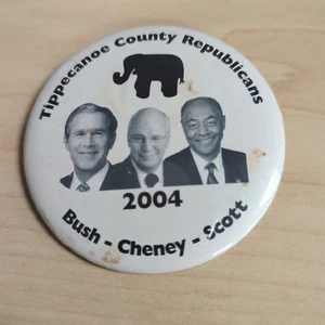 2004 BUSH - CHENEY - SCOTT TRIGATE INDIANA COATTAIL POLITISCHE KAMPAGNE KNOPF - Bild 1 von 3