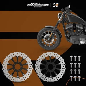 2x Rotor de disco de freno delantero 299 mm para Harley-Davidson Softail Breakout 15-24 negro - Imagen 1 de 13