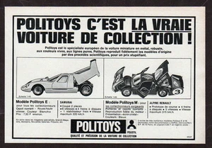 1970 POLITOYS Samurai & Alpine Renault Diecast Vintage Original PRINT AD France - Picture 1 of 2