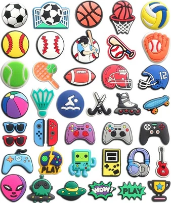 40PCS Sports Croc Charms for Boys,Pack of Baseball Soccer Basketball...  - Изображение 1 из 4
