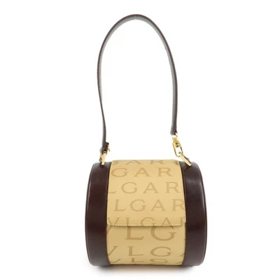 BVLGARI B-zero1Drum Cuero Seda Bolso de Hombro Bolso de Mano Beige Marrón Auténtico Usado Envío Foto 1 de 4