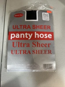 New Ultra Sheer Pantyhose Queen Size,  Fits 40”-56” Jet Black - Picture 1 of 3