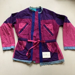 GIACCA VINTAGE AMERICANA ROSA BLU REVERSIBILE FATTA A MANO S/M piccola/media cotone - Foto 1 di 23