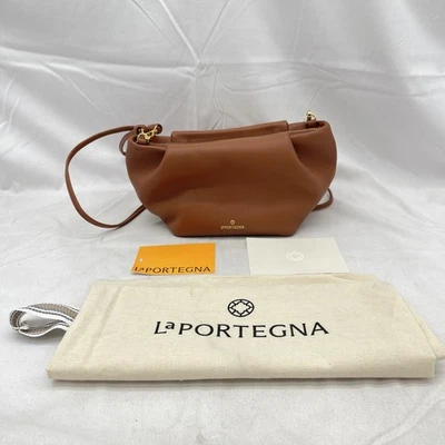 LaPortegna Womens Martita Small Clutch Shoulder Crossbody Bag Leather Mahogany - Image 1 of 4