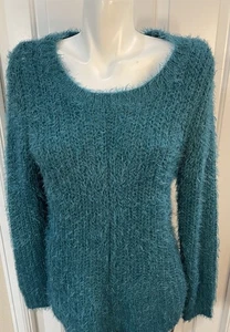 Maison Jules Womens Size XL Sweater Teal Eyelash Tunic Length Round Neck - Bild 1 von 8
