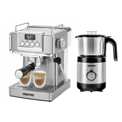 GEEPAS 20 Bar Espresso Coffee Machine & 450W Coffee Spice Grinder Combo Set - Image 1 of 4
