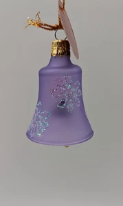 Czech Republic Purple Glass Bell Christmas Tree Ornament Delicate Glitter - Picture 1 of 8