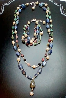 Conjunto de pulseira de colar com pérolas brancas Vantel Pearls River Rock materiais mistos - Imagem 1 de 4