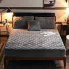 Coral FleeceThicken Quilted Mattress Cover Short Plush Quilted Bed Fitted Sheet
