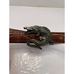 Vintage Navasota Genuine Leather Alligator Belt Brown XL - Picture 1 of 7