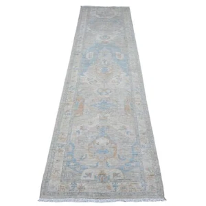 2'7"x9'6" Ice Cube Gray Fine Aryana Peshawar Runner Oriental Rug R89627 - Picture 1 of 6