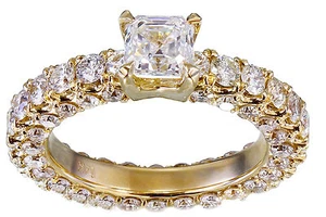 Anello di fidanzamento oro giallo 14 kt taglio Asscher diamante punta sposa naturale 2,60 ctw - Foto 1 di 7
