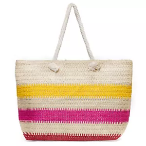 Strandtasche XXL Sommertasche Damentasche Badetasche Streifen Strandtasche bunt - Bild 1 von 9
