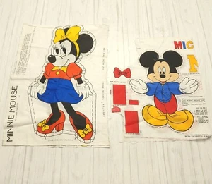 Vintage Mickey Mouse and Minnie Fabric Cut & Sew Doll Pillow Panels Set of 2 - Picture 1 of 9