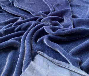 Midnight Blue Silk Velvet Fabric by the Yard, 1/2 Yard and 1/4 Yard - Picture 1 of 3