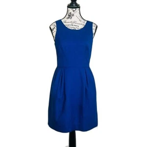 J Crew Royal Blue Wool Blend Sleeveless Dress Fit Flare Size 2 Pleated  - Picture 1 of 11