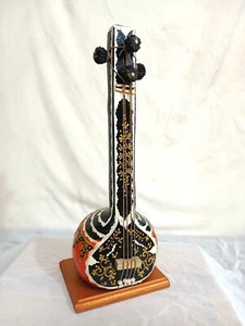 Instrumentos musicales de tanpura decorativos de madera de 13 pulgadas pieza maestra en miniatura - Imagen 1 de 5