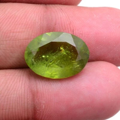 10.15 Karat Peridot Natürlich Unbehandelt 16mm 12mm Oval Facettiert Schliff Sekt - Bild 1 von 4