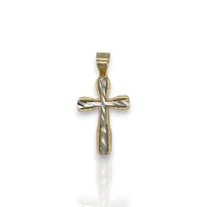 Cross Two Tone Pendant - 10k Yellow Gold - Picture 1 of 2