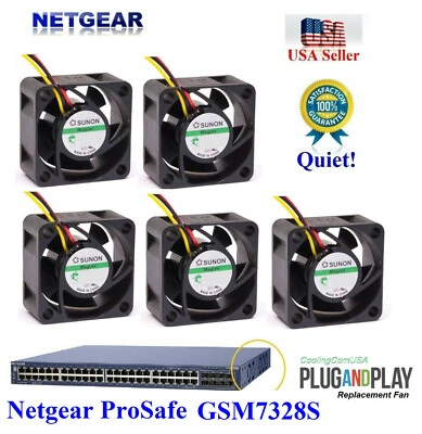 Pack of 5x Quiet Replacement Fans for Netgear ProSafe GSM7328S Best Home Office - Image 1 of 4