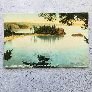 Postal vintage del estado de Washington de Rosario Beach on Puget Sound sin usar - Imagen 1 de 7