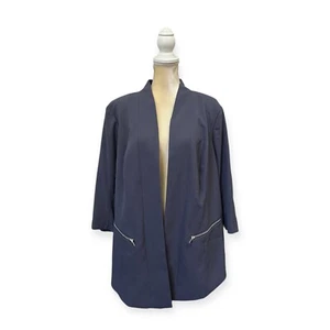 Lane Bryant Blazer vorne offen blau Größe 22 Reißverschlusstaschen - Bild 1 von 8