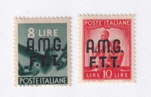 SELLOS DE MATT ITALIA TRIESTE SCOTT #15-16 8 LIRAS Y 10 LIRAS EMISIONES 1948, MH CV $26 - Imagen 1 de 3