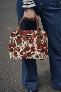 Signare Gobelin Hand Schulter Umhängetasche für Frau Blumen Mohn Design - Bild 1 von 7