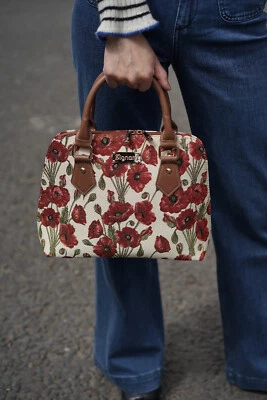Signare Tapestry Hand Shoulder Crossbody Bag For Woman Floral Poppy Design - Image 1 of 4