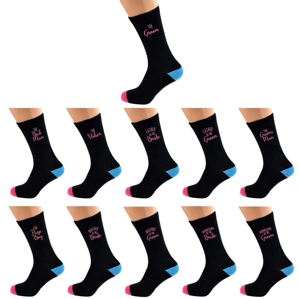 The Big Day Wedding Socks with Matching Pale Pink Text - Image 1 of 1