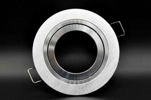 Einbaurahmen rund gebürstet Aluminium Einbaustrahler, Einbauspots, schwenkbar - Picture 1 of 6