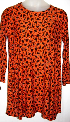 NUEVO CON ETIQUETAS Halloween RILEY JAMES "Gato Negro" Ultra Suave Elástico Camisón Camisón 1X Foto 1 de 2