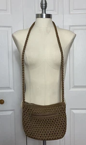 Lina Small Mocha Brown Crochet Handbag Purse Shoulder Bag Crossbody - Picture 1 of 5