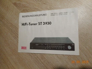 RFT ST 3930 Bedienungsanleitung   HIFI - Tuner  RFT - Picture 1 of 3