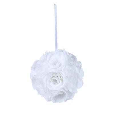 2 Silk Roses 7" wide Flower Kissing Balls Wedding Party Decorations Centerpieces - Image 1 of 2