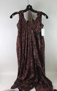 ASOS Ballkleid Kleid mit Pailletten in voller Länge gefüttert mit Schlitz ärmellos - braun - Größe 10 - Bild 1 von 4