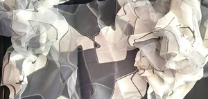 SPAIN WHITE/LIGHT GRAY Sheer 2 pc. Remnants Each SIZE w23"x4yd.14"=8yd.28"LENGTH - Picture 1 of 7
