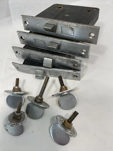 Antique Door Hardware: E-Z Mortise Lock Box & Keys - Silver - LOT of Four (4) Cover