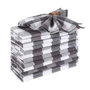 Cloth Dinner Napkin Gingham Plaid Check Fabric-18X18 Charcoal White Wedding N... - Picture 1 of 8